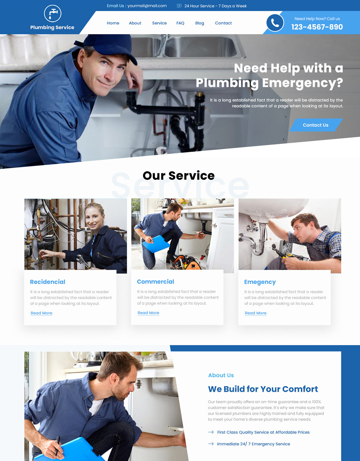 Free Plumber Services WordPress Theme