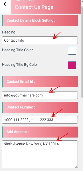 select Contact Page template