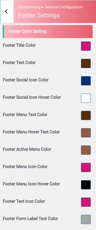 set Footer section