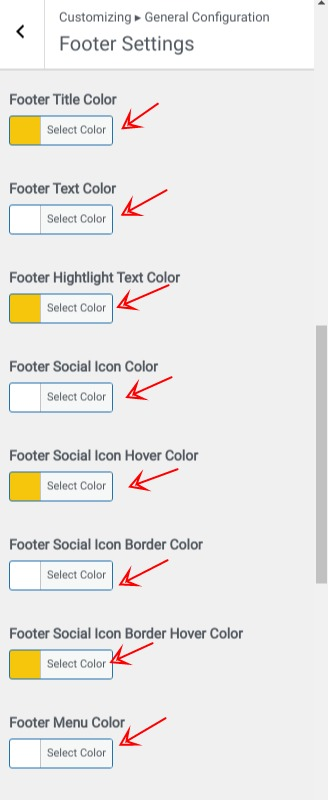 set Footer section