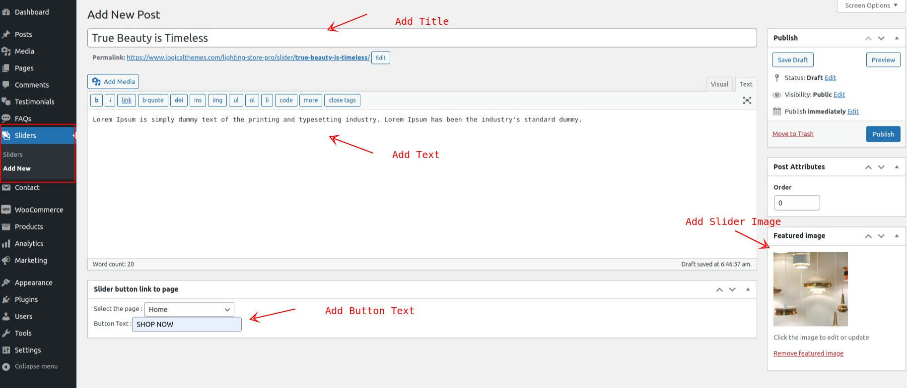 set slider