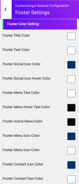 set Footer section