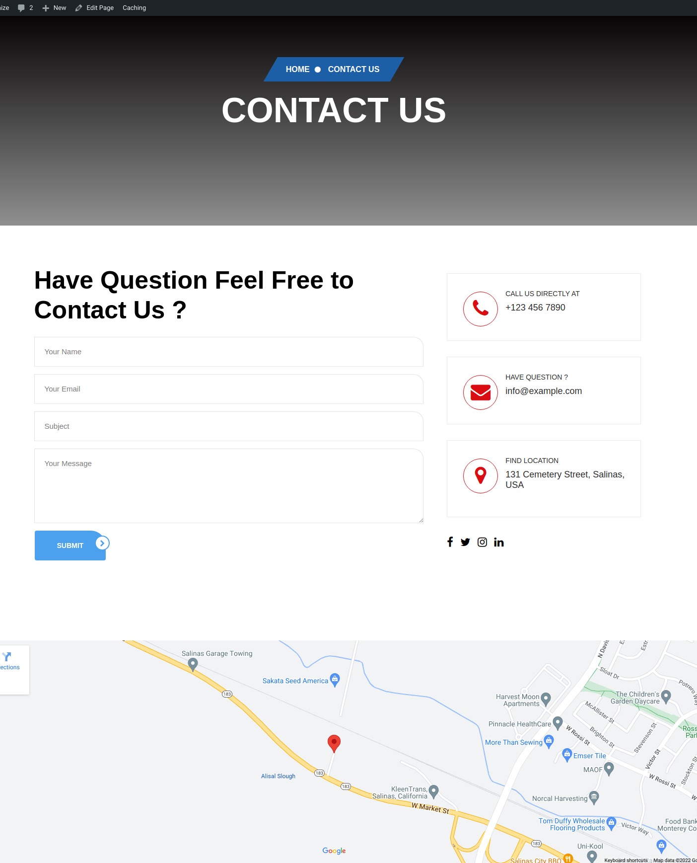 select Contact Page template