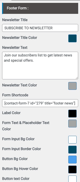 set Footer section