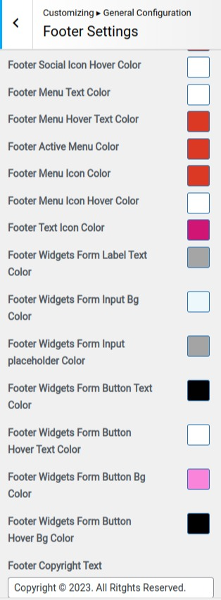 set Footer section