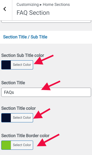 set faqs section