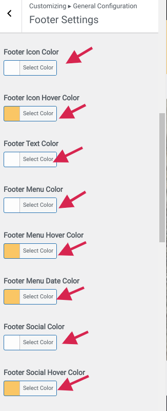 set Footer section